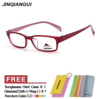 JINQIANGUI Mens Fashion Glasses Frame Rectangle Glasses Red Frame Glasses Plastic Frames Plain for Myopia Men Eyeglasses Optical Frame Glasses - intl