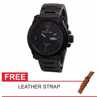 Swiss Army Limited Edition Free Leather Strap - Hitam - Stainless - SA 0360 7169DRS BLACK