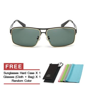 Sunglasses Polarized Men Mirror Rectangle Sun Glasses GreenBlack Color Brand Design (Intl)