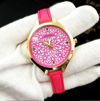 CE Europe and the United States selling hollow pattern watch female models carved geometric figures fine straps explosion models ladies watches fashion single product watch selling single product round dial Rose red strap Rose red dial - intl