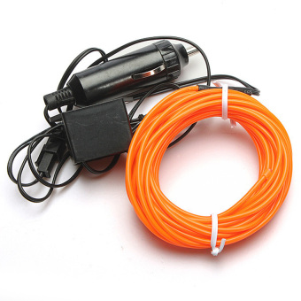 HKS 5M Flexible Neon Light Glow Strip Rope EL Wire 12V Inverter For Car Festival Etc (Orange)