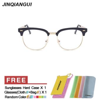 JINQIANGUI Fashion Mens Glasses Frame Half Frame Glasses BrightBlack Frame Glasses Plastic Frames Plain for Myopia Men Eyeglasses Optical Frame Glasses - intl