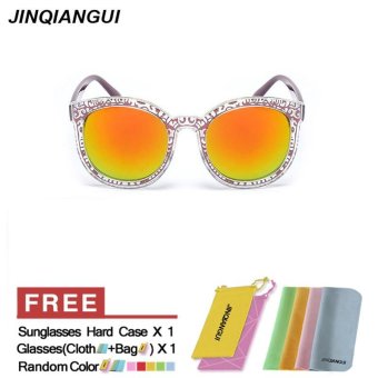 JINQIANGUI Sunglasses Men Round Retro Plastic Frame Sun Glasses Orange Color Eyewear Brand Designer UV400 - intl