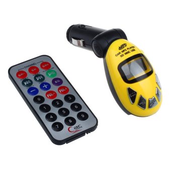 UJS LCD Wireless FM Transmitter Car Kit MP3 Player Support USB SD MMC Slot (Yellow)