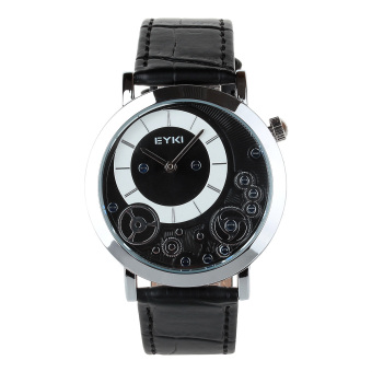 EYKI EET8816L-S0202 Men's Fashion Casual PU Leather Strap Quartz Waterproof Wristwatch - Black + White