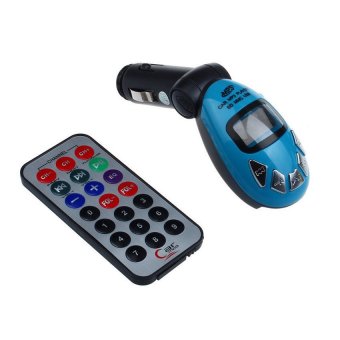 UJS LCD Wireless FM Transmitter Car Kit MP3 Player Support USB SD MMC Slot (Blue)