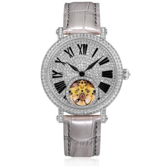 woppk Wei Na davena with genuine Damen automatic mechanical watchwaterproof diamond watch belt large hollow watch dial (Grey) - intl