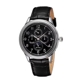 EYKI Male Watches Semiautomatic mechanical watch Classic Leather Strap men wristwatch Black