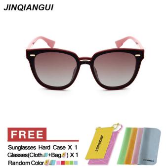 JINQIANGUI Sunglasses Women Polarized Cat Eye Retro Plastic Frame Sun Glasses Brown Color Eyewear Brand Designer UV400 - intl