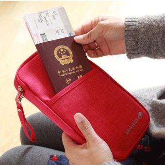 Lynx Multifunction Travel Bag Passport ID Card Wallet Purse Case Bag Dompet Paspor Tas Travel Organizer - Hot Pink