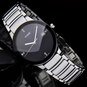 moob YOME's watch is brand Mens watch waterproof fashion quartz watch fine steel lovers fashion watch (1 X women Watch) (Black)