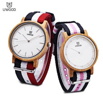 MiniCar UWOOD UW - 1006 Couple Quartz Watch Japan Movt Nylon BandWooden Case Wristwatch #2(Color:#2) - intl