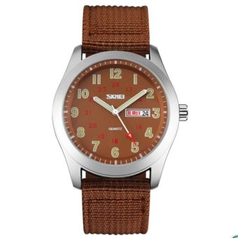 SKMEI Mens Automatic Watch Fashion Nylon clock top quality famous china brand waterproof luxury military vintage(Brown) - intl