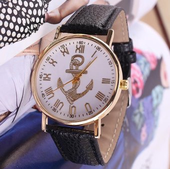 CE Rome digital gold anchor watch female models Geneva ladies watch Europe and the United States selling fashion single product watch selling single product round dial black strap pattern dial - intl