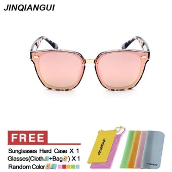 JINQIANGUI Sunglasses Women Polarized Square Plastic Frame Sun Glasses Rose Color Eyewear Brand Designer UV400 - intl