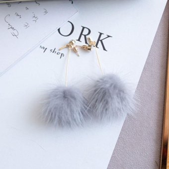 Women Simple Unique Soft Fur Ball PomPom Long Earrings Ear Dangle Jewelry Gifts - intl