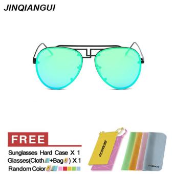 JINQIANGUI Sunglasses Men Pilot Titanium Frame Sun Glasses Green Color Eyewear Brand Designer UV400 - intl