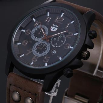 Vintage Classic Mens Waterproof Date Leather Strap Sport Quartz Army Watch CO Coffee .(NA)