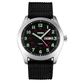 SKMEI Mens Automatic Watch Fashion Nylon clock top quality famous china brand waterproof luxury military vintage(Black) - intl