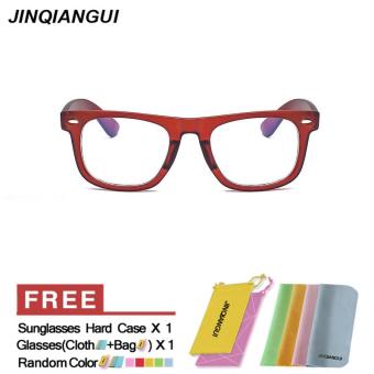 JINQIANGUI Fashion Glasses Frame Square Glasses Brown Frame Glasses Plastic Frames Plain for Myopia Men Eyeglasses Optical Frame Glasses - intl