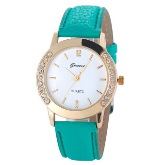 Coconie Fashion Women Diamond Analog Leather Quartz Wrist Watch Watches Green