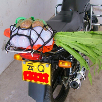 New Motorcycle Bike 6 Hooks Hold Down Fuel Tank Luggage Net Mesh Web Bungee Black Helmet Mesh Hot Sale CS-097B(Black)