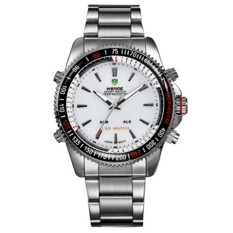 [100% Genuine]WEIDE Classic Men Quartz Sport Watch Analog-Digital Display Stainless Steel Band Waterproof Wristwatch 903 - intl