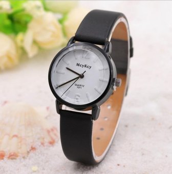 CE color dial leather belt ladies watch small fresh fashion simple female watch fashion couple watches fashion single product watch selling single product round dial black strap White dial - intl