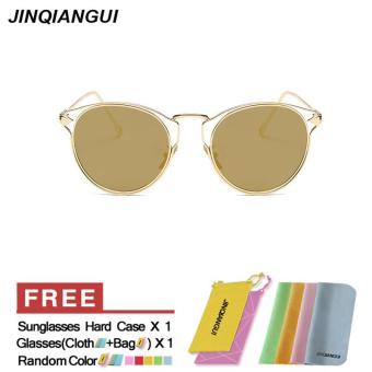JINQIANGUI Sunglasses Men Round Retro Titanium Frame Sun Glasses Gold Color Eyewear Brand Designer UV400 - intl