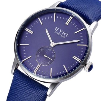 nonvoful Bikisoft EYKI Lichade Fashion Leather Watchband men reallysmall dial quartz movement watches wholesale (Blue) - intl