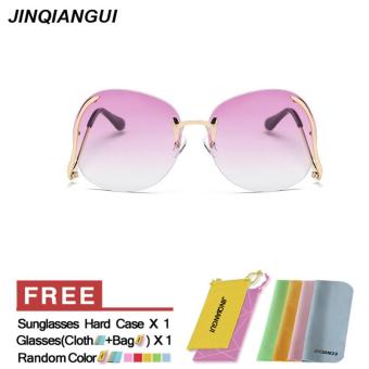JINQIANGUI Sunglasses Women Oval Titanium Frame Sun Glasses Purple Color Eyewear Brand Designer UV400 - intl