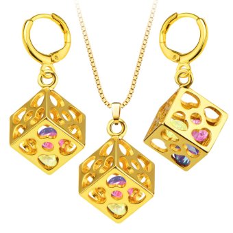 Unique Cube Pendant Trendy 18K Gold Plated Unisex Jewelry New Resizable Chain Pendant Necklace S20099