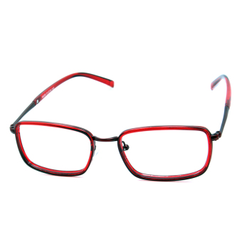 CHASING Retro style nerd glasses plastic frame clear lenses small cube eyewear CS11038(red) - Intl