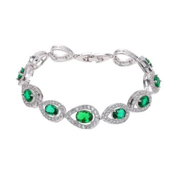 Gemstone Bracelet 925 Sterling Silver Jewelry Chain Link Bracelet Green Emerald for Women