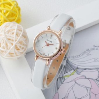 CE Korean version of the trend of female students belt quartz watch female models diamond simple thin belt watch ultra-thin ladies watch fashion single product watch selling single product round dial White strap White dial - intl