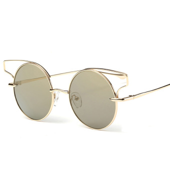 New fashion real metal frame sunglasses women brand designer retro vintage sunglasses cat eye glasses (color3)