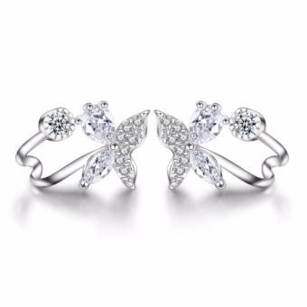 JBS pure silver stud earrings elegant CZ diamond butterfly stud earring accessories anti-allergic Iotion