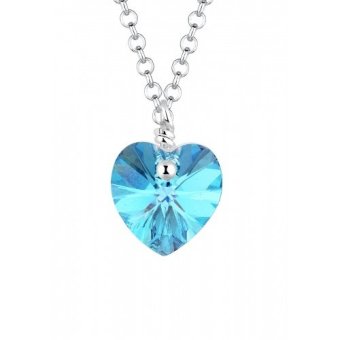 Elli Germany 925 Silver Kalung Hearts Swarovski Crystals Blue Biru Muda