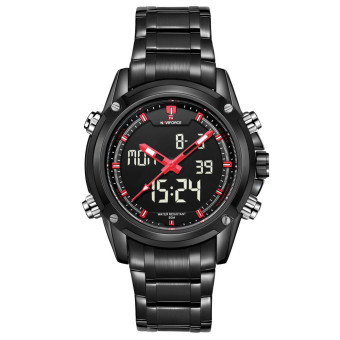 Naviforce Men Military Hour Sport Quartz Wrist Watch (Black/Red)