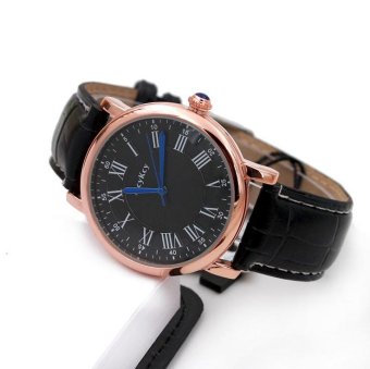CE new embossed Roman scale watch men's watches blue light pointer Europe and the United States selling fashion single product watch selling single product round dial black strap black dial - intl