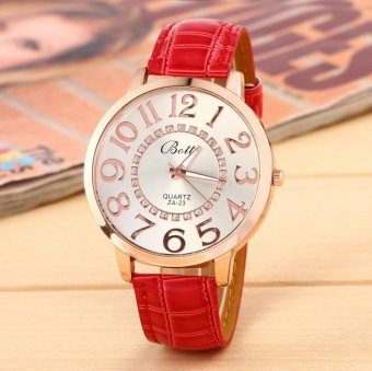 CE female fashion quartz watch color variety show vitality and connotation female models watch selling single product round dial red strap white dial - intl