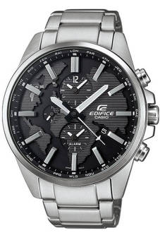 Casio Edifice ETD-300D-1 Solid stainless steel case Dual dial world time Watch Silver