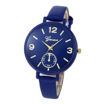 Bessky Women Casual Checkers Faux Leather Quartz Analog Wrist Watch Black Free shipping - intl