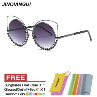 JINQIANGUI Sunglasses Women Polarized Cat Eye Retro Titanium Frame Sun Glasses Grey Color Eyewear Brand Designer UV400 - intl