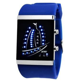 SimpleHome Skmei 1001 Couple Korean creative fashion led jelly electronic watches Blue - Intl