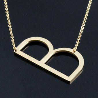 Lady Elegant Alphabet ABC Letters Pendant Necklace Choker Jewelry Gift Gold - intl