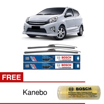 Bosch Sepasang Wiper Mobil Toyota Agya Frameless New Clear Advantage 20\" & 14\" - 2 Buah/Set - Free Kanebo Bosch