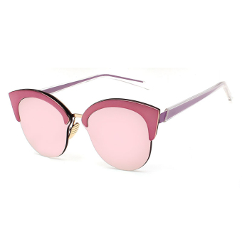 Sunglasses Women Mirror Oval Sun Glasses BarbiePink Color Brand Design (Intl)