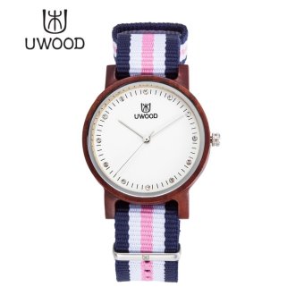 Allwin UWOOD-1004 Couple Lovers Man Woman Quartz Watch Woven Nylon Band Wristwatch - intl