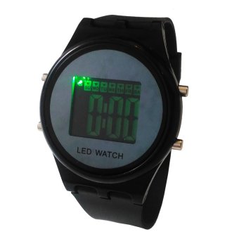 Led Clock LED Watch L11Wjam Tangan Pria Rubber Strap Hitam